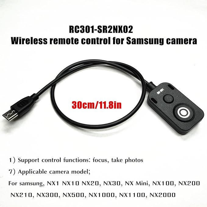 for Samsung Shutter Cable Camera Release Remote for NX20/NX30/NX Mini/NX100/NX200/NX210/NX300/NX500/NX1000/NX1100/NX2000 Camera Small Button Accessory