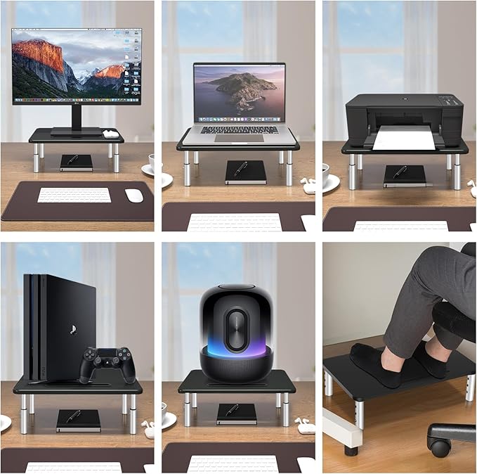 suptek Monitor Laptop Stand,Monitor Laptop Stand Riser for Desk,3 Height Adjustable,Laptop Computer Stand With Metal Vented Platform for Laptop, PC, Printer(MST003M)