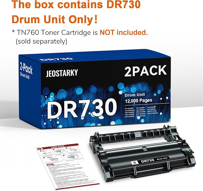 Compatible DR730 Drum Unit (NOT Toner) Replacement for Brother DR730 DR 730 for MFC-L2710DW MFC-L2750DW HL-L2350DW HL-L2395DW HL-L2370DW HL-L2390DW HL-L2379DW DCP-L2550DW Printer (2 Drum)