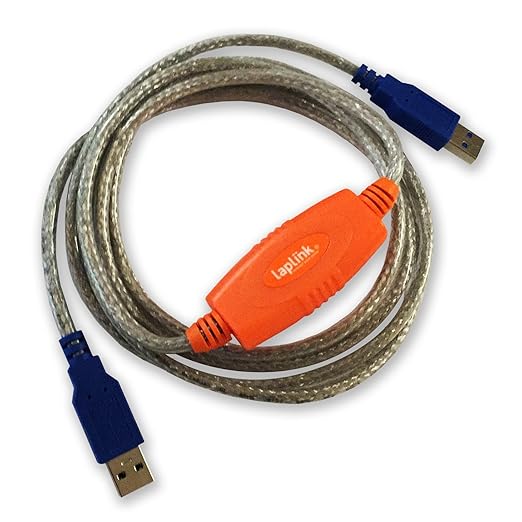 LAPLINK Easy Transfer Cable for Windows, Includes PCmover Express Software and USB 3.0 PC to PC Cable, Single Use License, Transfers Files, Settings, and User Profiles. Compatible with Windows 11