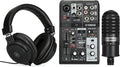 Yamaha AG03MK2 Black Live Streaming Kit with mixer/USB interface, condenser microphone, headphones and mic cable