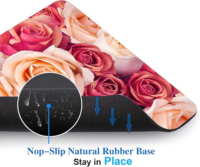 Blooming Roses Mouse Pad, Beautiful Flowers Mousepad for Design, Anti-Slip Rubber Base Wireless Mouse Pads for Laptop