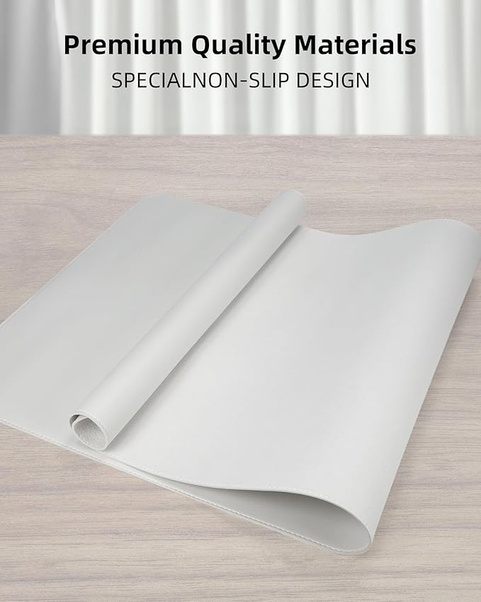 PU Leather Desk Mat Protector - 36"x17" Large Non-Slip Office Desk Pad, Waterproof Keyboard & Mouse Pad, Premium Workstation Cover for Home & Office (Ivory White)
