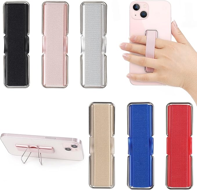 Phone Grip, CISID 6 Pcs Phone Grip Strap with Stand Cell Phone Holder for Hand Suitable for iPhone Samsung and Most Smartphones(Black,Silver,Rose Gold,Gold,Blue,Red 6PCS)