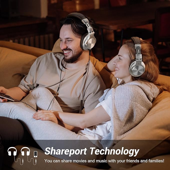 OneOdio A70 Bluetooth Over Ear Headphones, Wireless Headphones w/ 72H Playtime, Hi-Res, 3.5mm/6.35mm Wired Audio Jack for Studio Monitor & Mixing DJ E-Guitar AMP, Computer Laptop PC Tablet - Silver