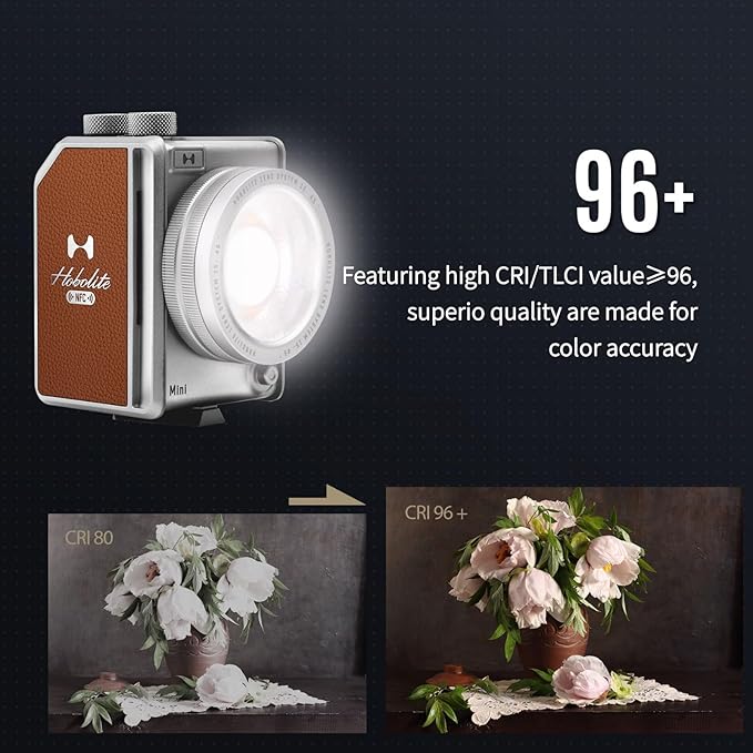 Harlowe Portable Mini LED Photography Lighting Creator Kit, 20W Travel Studio Light for Photoshooting and Video Recording, Bi-Color 2700K-6500K CRI/TLCI 96+ on Camera Light