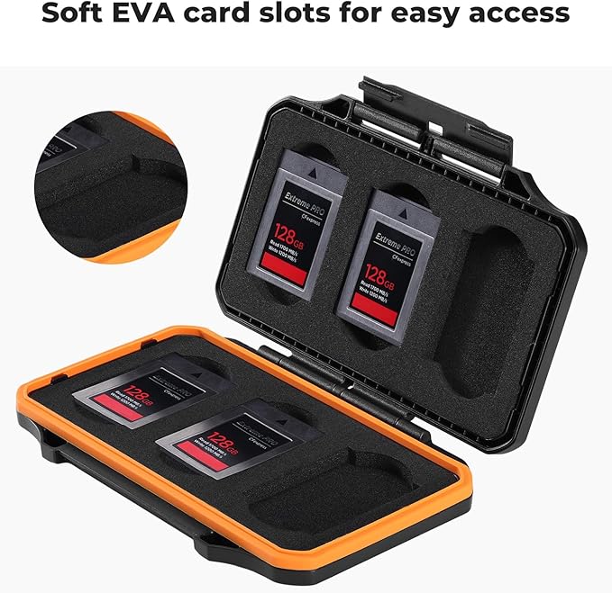 K&F Concept 6 Slots XQD Cfexpress Type-B Card Holder, Water-Resistant Memory Card Storage Carring Case, Shockproof Card Protection Box Organizer