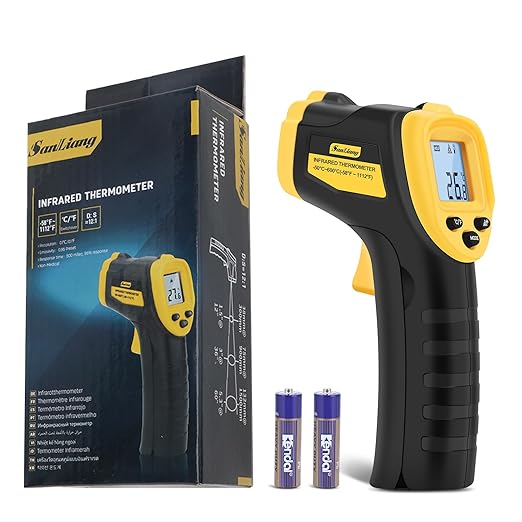 Infrared Thermometer Laser Temperature Gun -58℉ to 1112℉ with Adjustable Emissivity & Max and Min Measure Laser Digital IR Thermometer Gun Temp IR Surface Tool Heat Temp Gun for Cooking.