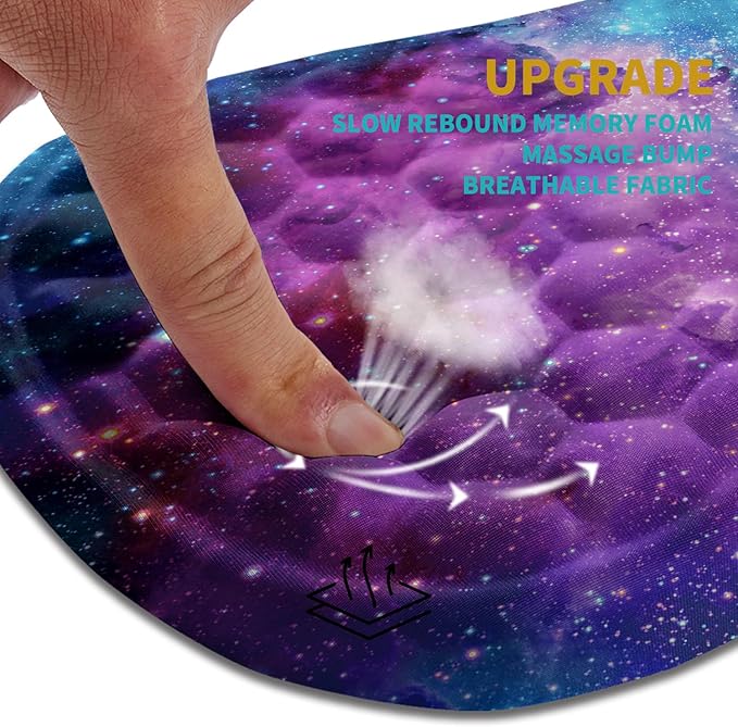 Hokafenle Ergonomic Mouse Pad Wrist Support, Wrist Rest Mousepad for Carpal Tunnel Pain Relief with Integrated Memory Foam Slope Massage Bulge (11.8x7.9 inch,Galaxy Nebula Space