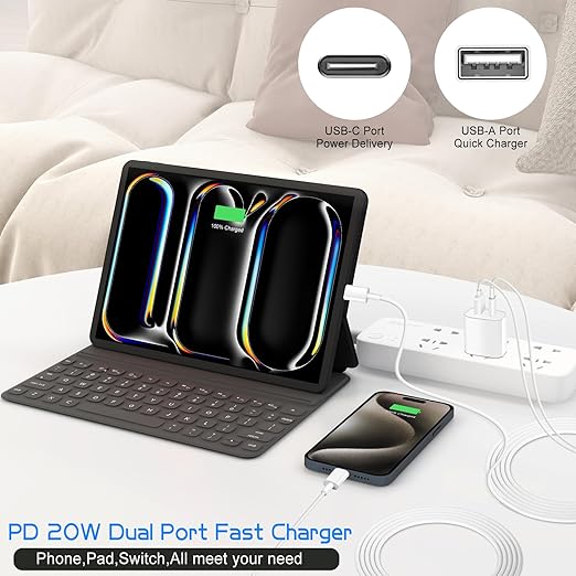 Dual Port A/C Charger for iPhone 16 15,Double A/C iPhone 16 15 Charger Fast Charging Block,2Pack Quick USB C Chargers Fasr Charging 6FT Type C Cable foriPhone 16/16 Pro Max/16e/15 Plus/15 Pro,iPad Pro