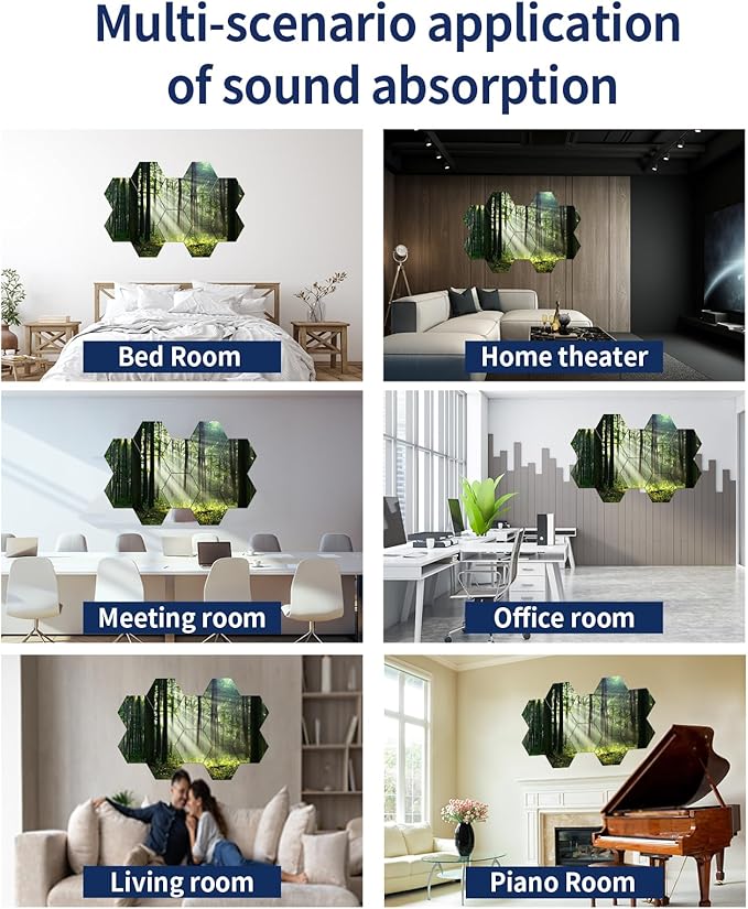 Mollywell Art Acoustic Panels, Soundproofing, Wall Decoration, Suitable for Decorative Soundproof Wall Panels, Room Aesthetics & Echo Reduction (Forest Summer), 12x10x0.4 Inch