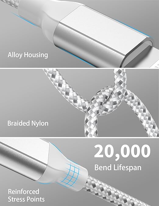 3ft USB C to Lightning Cable 2Pack,[Apple MFi Certified] Power Delivery USB C iPhone Charger Fast Charging, 3 foot Nylon Braided Type C to Lightning Cord for iPhone 14 13 12 11 Pro Max XR XS 8 SE iPad