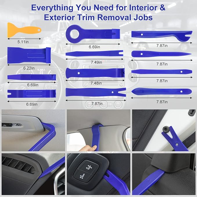 Trim Removal Tool Kit 250Pcs Car Removal Tool Kit Pry Tool Set Auto Clip Pliers Panel Door Radio Dash Window Bumper Adhesive Cable Clips Retainer Clip Set Terminal Removal Tool Set Fastener Remover