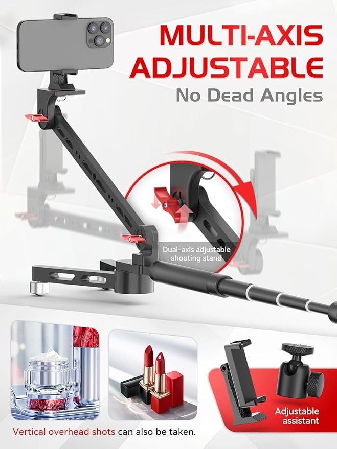 360° Spinning Camera rig, 360 Degree Spinner with 43.3in Extension Poles Professional Photography Turntable Rotating Camera Slider 360° Rotating Shooting Suction Cup Base with Multiple Interfaces