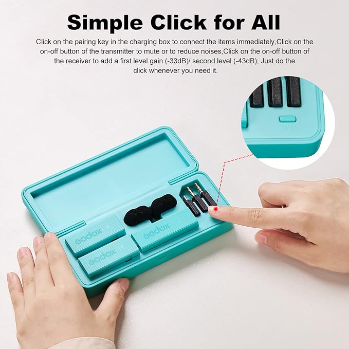 GODOX 【2025 Latest Model】 Movelink Mini UC KIT 1 Wireless Microphone System, 2.4GHz Lavalier Mic 100m(328ft.) Range with Charging Case for Android, Camera, Vlogger, Youtuber, Interviewer(Pink)