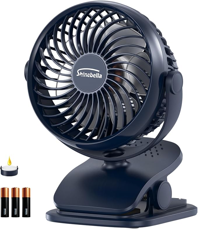 Shinebella AA Battery Powered Clip on Fan with 4-Speed, 5’’ Small Desk Fan with Aroma Function, USB Powered, 360°Rotation, Ultra Quiet, for Golf Cart, Stroller, Bedroom,Car(Batteries Not Included)