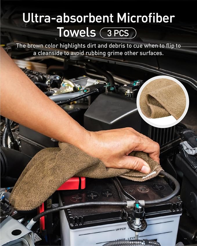 Fantasticlean 9PCS Car Interior Detailing Set, Microfiber Cloth & Applicator, Double-Head Detailing Brushes, Natural Bristles, Scratch-Free, Ultra-Soft for Seats Leather Care or Cleaning