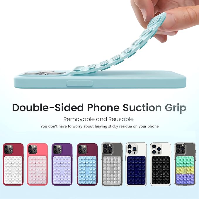 Silicone Double-Sided Suction Phone Grip Detachable Mount - Car Dashboard/Shower Phone Holder, Hands-Free For Selfies & Videos, TikTok/ASMR/Yoga - iphone & Android Compatible (3.94"x2.5",Baby Purple)