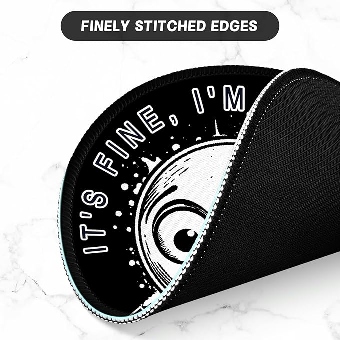 ITNRSIIET Round Mouse Pad with Stitched Edge Premium-Textured Waterproof Non-Slip Rubber Base Desktop Protection Mat Diameter 8.7 inches, Surprised