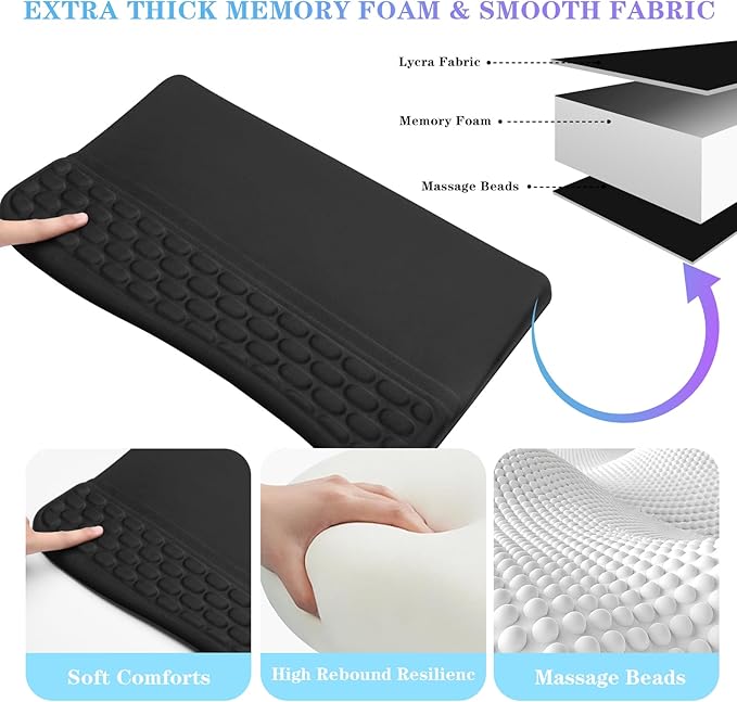 Computer Keyboard Stand Pad with Wrist Rest, Ergonomic Comfy Tilted Keyboard Holder, Keyboard Tray Support for Office Home (02-Black)
