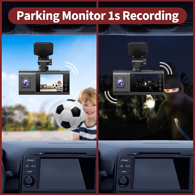 2025 Dash Cam, 3 Channel Dash Cam Front and Rear Inside, Interior Car Camera, 2.5K/1440P Single Fr,Fr+Interior, Front+Rear Dash Camera for Cars Taxi with Night Vision, Parking Monitor 1S Recording