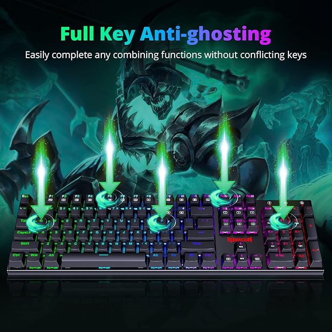 Redragon Mechanical Gaming Keyboard with Red Switches, Wired Keyboard Mechanical with RGB Backlit, Fully Progammable, Durable Aluminum Frame, Anti-Ghosting for PC Windows Mac, K565, Black