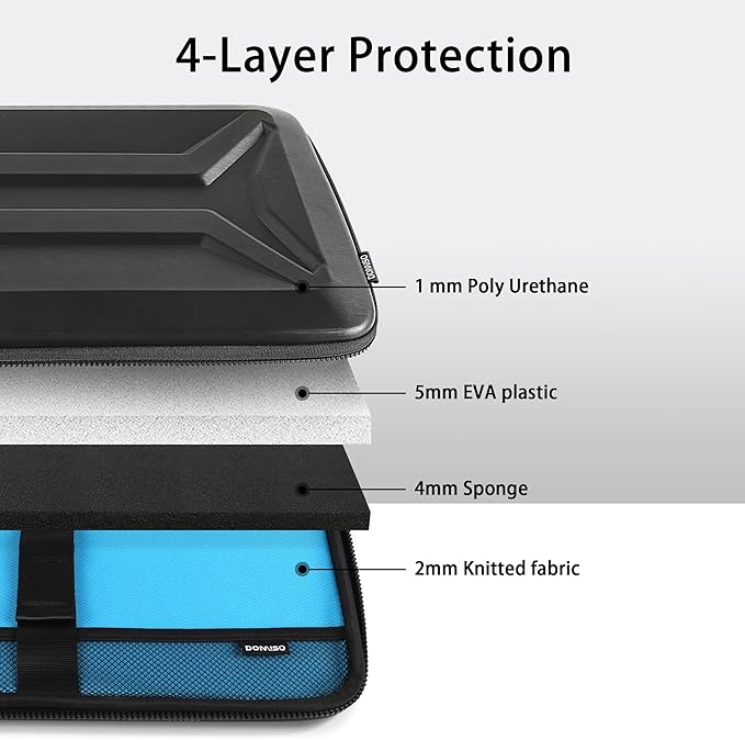 DOMISO 15.6 Inch Laptop Case Rugged Sleeve Waterproof Hard Shell Protective Cover Fits Most 15.6" Laptops/Macbook Pro/Lenovo IdeaPad/HP ENVY/Dell XPS (Black)