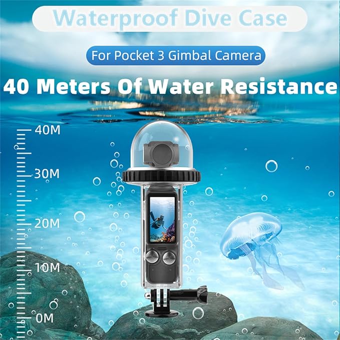 Generic 40M/131FT Dive Case Compatible for DJI Osmo Pocket 3 Waterproof Case Protective Underwater Diving Housing Cover Shell with Accessories for Osmo Pocket 3 Action Camera