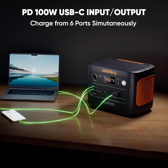 Jackery Solar Generator 1000 v2 with 200W Solar Panel,1070Wh Portable Power Station LiFePO4 Battery,1500W AC/100W USB-C Output, 1Hr Fast Charge for Outdoor,Off-Grid Living,RV,Emergency