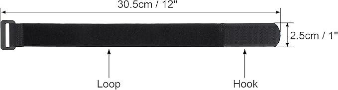 12 Pack 1 x 12 Inches Hook and Loop Reusable Fastening Cable Tie Down Straps by Wisdompro - Reusable, Durable Functional Ties to Keep Your Home, Office, Workspace from Tangled Messes of Cords