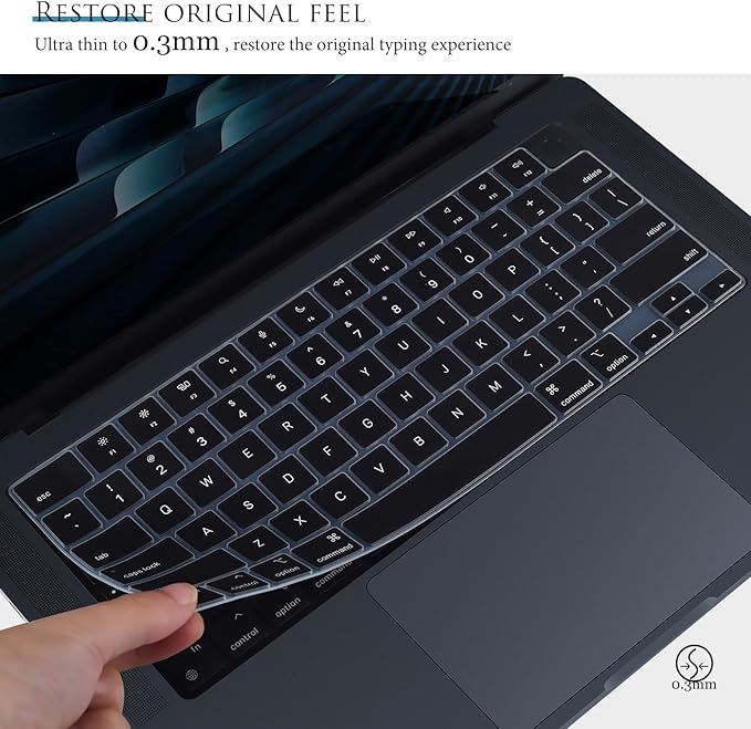 Keyboard Cover for 2025 2024 2023 MacBook Air 15.3 inch M4 M3 M2 Chip A3241 A3114 A2941,Apple MacBook Air 13.6 inch A3240 A3113 A2681 Keyboard Skin Protector