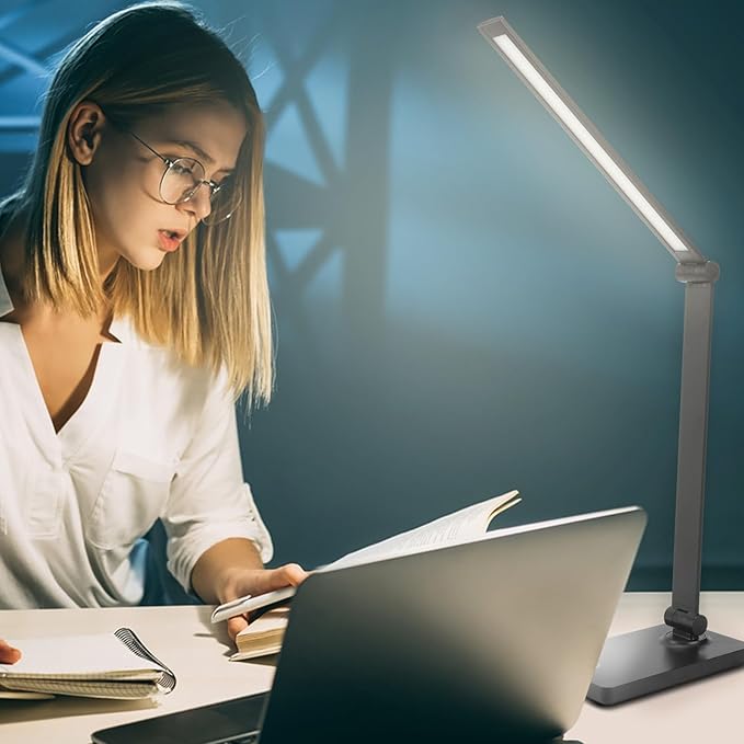 Rechargeable Desk Lamp LED Desk Lamps Eye-Caring Desk Lamps Dimmable Office Lamp with USB Chager Touch Control for Home Office Student Dormitory