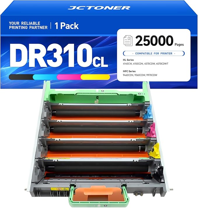 DR310CL DR-310CL Drum Unit Compatible Replacement for Brother HL-4150CDN HL-4570CDW HL-4570CDWT MFC-9460CDN MFC-9560CDW MFC-9970CDW Printer Ink Toner Cartridge TN315 TN310 Copier Scanner High-Yield