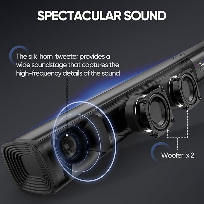 Saiyin Sound Bar for Smart TV, 31 Inches, Detachable Soundbar Home Theater Surround Sound System for TV/PC/Gaming/Projectors,Bluetooth 5.3 TV Sound Bar with TV ARC/Optical/AUX/Wall Mount