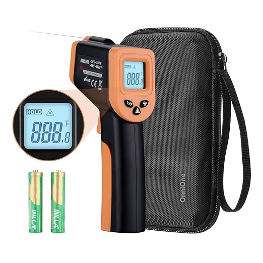 Infrared Thermometer Gun for Cooking, OnniOne Laser Thermometer Gun for Blackstone Pizza Oven, -58℉~1022℉ Non Contact Temperature Gun with Carrying Storage Case, LCD Backlit (NOT for Human)