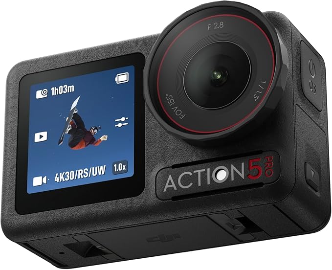 DJI Osmo Action 5 Pro Essential Combo, Waterproof Action Camera with 1/1.3" Sensor, 4K/120fps Video, Subject Tracking, Stabilization, Dual OLED Touchscreens, Action Camera 4K Ideal for Sports, Vlog