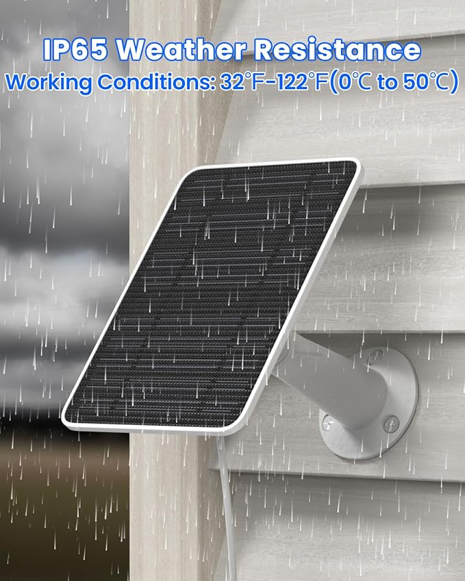 Solar Panel Charger Compatible with Reolink Argus 2E/Eco Ultra/Go PT Plus/Go Plus/Argus 3 Pro/Argus PT, 5W Solar Panels for Reolink Battery Camera, IP65 Waterproof 10ft Cable Secure Wall Mount, 3 Pack