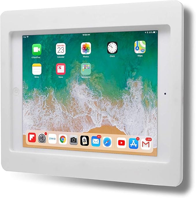 TABcare Anti-Theft Acrylic VESA Enclosure for Apple iPad Mini 4/5 8" with Free Wall Mount Kit & 90-Degree Angle Charge Cable (iPad Mini 4/5 8", White)