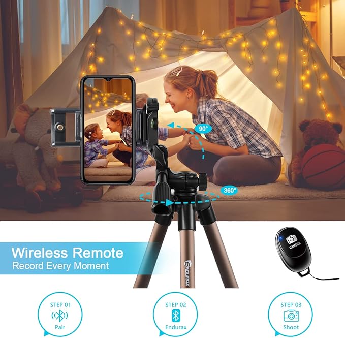 Endurax 60'' Tripod for Camera Canon Nikon DSLR, Camera Phone Tripod with Universal Holder, Carry Bag, Max. Load 6.6 lbs