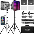 GVM RGB Photography Lighting Kits with 2 Softboxes, 880RS 60W Studio Lights with Bluetooth Control, 2 Packs Video Light with 18 Lighting Scenes, led Panel Lights for Video Recording, 8330lux/0.5M