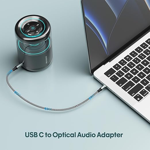 Adoreen Unidirectional USB C to Toslink Digital Optical Audio Cable 15 Ft, USB 2.0 Male to SPDIF Port Male Fiber Optic Adapter, Braided for TV/Soundbar, Sony PS5, Speaker-Not Toslink to USB