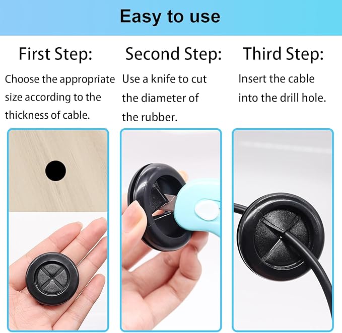 53PCS Rubber Grommets for Wiring, Rubber Grommet Kit in 6 Assorted Drill Hole Sizes 5/8" 13/16" 7/8" 1" 1-3/16" 1-1/2", Two-Sided Rubber Hole Plug for Protecting Wires