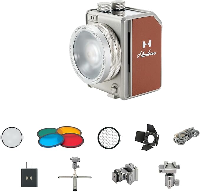 Harlowe Portable Mini LED Photography Lighting Creator Kit, 20W Travel Studio Light for Photoshooting and Video Recording, Bi-Color 2700K-6500K CRI/TLCI 96+ on Camera Light