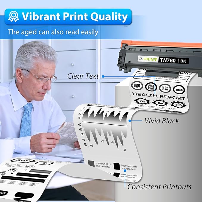 ZIPRINT TN760 Toner Cartridges Compatible Replacement for Brother TN760 TN-730 TN730 for MFC-L2710DW MFC-L2750DW DCP-L2550DW HL-L2350DW HL-L2395DW HL-L2370DW (Black, 4 Pack)