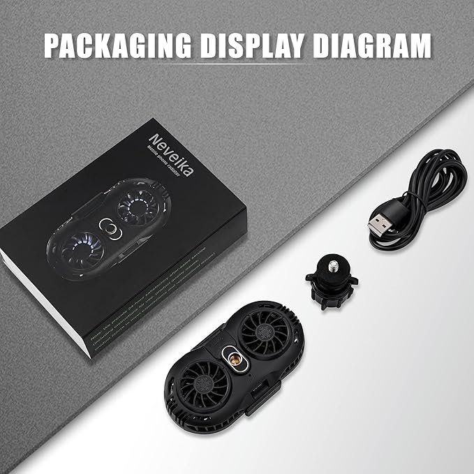 Neveika Phone Cooler, Cellphone Radiator with Dual Semi-Conductor Cooling Chip, Mobile Phones with a Width of 6 to 8 cm for Tiktok Live Streaming, Outdoor Vlog, Mobile Gaming.