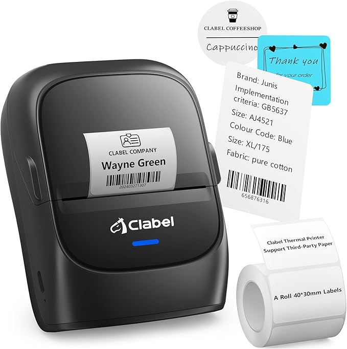 CLABEL 221B Label Maker Machine with Tape, 2 Inch Thermal Label Printer, Portable Bluetooth Sticker Maker Machine Barcode Labeler Compatible with Phone & PC for Small Business Retail Office