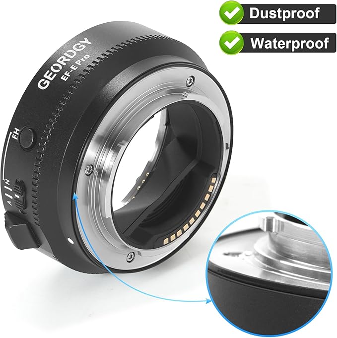 GEORDGY Lens Mount Adapter, EF-SE Pro for Canon EF/EF-S Lenses, Compatible with Sony E-Mount Series Cameras, Custom Assignable Functions to Focus Lock Button