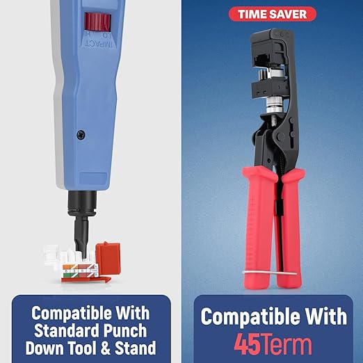 Everest 45° Angled RJ45 Cat5e Keystone Jacks 10-Pack in Orange - Slim Profile Female RJ45 Connectors - Cat 5e Keystone Jack - Compatible with 45° Angled Speed Termination Tool - 45Term (B0BL3GS7ZY)