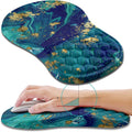 Hokafenle Ergonomic Mouse Pad Wrist Support, Wrist Rest Mousepad for Carpal Tunnel Pain Relief with Integrated Memory Foam Slope Massage Bulge (11.8x7.9 inch,Blue Gold