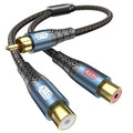 EMK RCA Splitter 1 Male to 2RCA Female Copper Shell Gold-Plated Y Adapter RCA Male to 2RCA Female Cable RCA Y Splitter Connectors Extension Cord 1ft/0.3m